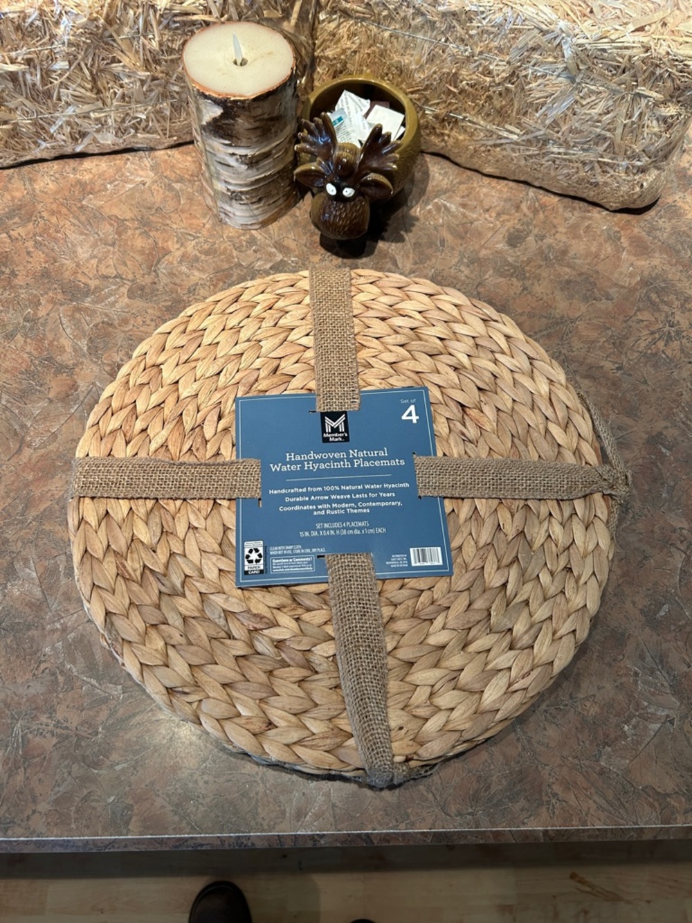 Handwoven Natural Water Hyacinth Placemats-Set of Four